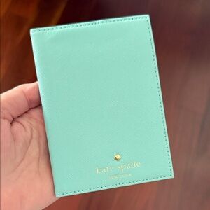 Kate Spade Tiffany Blue Passport Cover with Gold Logo